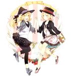  alice_margatroid alternate_costume bad_id bad_pixiv_id blonde_hair book contemporary green_eyes kirisame_marisa legs long_hair multiple_girls short_hair touhou ume_(plumblossom) yellow_eyes 