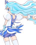  ass bike_shorts blue blue_choker blue_eyes blue_hair blue_skirt choker cure_marine heartcatch_precure! hijiri_rei kurumi_erika magical_girl precure shorts shorts_under_skirt skirt solo thighhighs white_background 