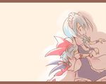  ayakashi_(monkeypanch) bad_id bad_pixiv_id braid hat hug izayoi_sakuya letterboxed maid multiple_girls red_eyes remilia_scarlet silver_hair touhou twin_braids wings 