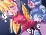  1girl against_wall android bent_over blonde_hair blue_eyes blush ciel_(rockman) cum cum_in_pussy doggystyle from_below girutaabo hetero long_hair lowres oekaki open_mouth pantheon pantyhose rape robot_ears rockman rockman_zero sex torn_clothes torso_grab vaginal 