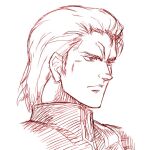  1boy char&#039;s_counterattack char_aznable closed_mouth commentary_request gundam military military_uniform monochrome neo_zeon portrait rakshasa_(artist) scar serious short_hair simple_background solo white_background 