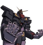  armor black_armor chest_cannon fantastic_four finger_cannon gundam highres kampen1184 looking_at_viewer marvel mecha mecha_focus mobile_armor mobile_suit outstretched_hand pose_imitation psycho_gundam red_eyes robot upper_body v-fin zeta_gundam 