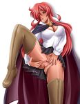  boots breasts censored cleavage hair_over_one_eye kirche_augusta_frederica_von_anhalt_zerbst large_breasts leg_lift long_hair no_panties pussy red_hair solo spread_pussy thigh_boots thighhighs yumeno_naka zero_no_tsukaima 