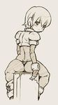  aile ass blush fingerless_gloves from_behind girutaabo gloves looking_back panties pantylines robot rockman rockman_zx short_hair sitting solo spandex thong underwear 