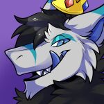  1:1 cheek_tuft crown facial_tuft fur hair headgear king_chulapa licking licking_lips looking_at_viewer male neck_tuft open_mouth open_smile rindeadsong sergal smile solo tongue tongue_out tuft 