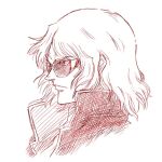  1boy char_aznable closed_mouth collar commentary_request from_side gundam medium_hair military_uniform monochrome mullet quattro_bajeena rakshasa_(artist) serious simple_background solo sunglasses white_background zeta_gundam 