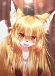  2020 ahoge anthro black_nose blonde_hair blush brown_body brown_fur canid canine chest_tuft cloud convenient_censorship curtains cute_fangs dipstick_ears dipstick_tail female flat_chested fluffy fluffy_tail fox fur glistening glistening_hair gloves_(marking) hair half-closed_eyes half-length_portrait hi_res horokusa0519 inner_ear_fluff inside kemono long_hair looking_at_viewer mammal markings moon multicolored_body multicolored_ears multicolored_fur multicolored_tail narrowed_eyes navel night nude open_mouth portrait pupils sky slit_pupils solo tongue translucent translucent_hair tuft white_body white_fur yellow_body yellow_eyes yellow_fur 