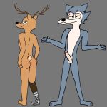  1:1 anthro beastars butt butt_grab canid canine canis cervid cervine domestic_dog duo genitals hand_on_butt legoshi_(beastars) louis_(beastars) male male/male mammal penis pubes red_deer runion wolf 