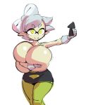  animal_humanoid big_breasts borvar breasts cephalopod cephalopod_humanoid cleavage clothed clothing female hi_res holding_breast huge_breasts humanoid humanoid_pointy_ears inkling marie_(splatoon) marine marine_humanoid mollusk mollusk_humanoid nintendo phone selfie simple_background solo splatoon video_games 