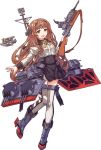  1girl acea4 black_skirt brown_hair browning_auto_5 full_body green_eyes gun helena_(kantai_collection) kantai_collection long_hair machinery military military_uniform official_art remodel_(kantai_collection) ribbon rifle rigging skirt transparent_background turret uniform weapon 