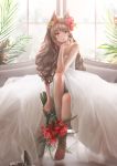  angelina_(arknights) animal_ears arknights dominica_claribelle dress heels wedding_dress 