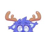  ambiguous_gender antlers blue_body blue_eyes blue_fur candy cervid cotton_candy cute_face darkc072 face_focus food food_creature fur horn hybrid living_candy low_res mammal 
