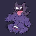  1:1 absurd_res ambiguous_gender anal anthro big_tongue birdvian blush bodily_fluids cum cum_drip dripping duo fangs foreskin gengar genital_fluids ghost haunter hi_res male male/ambiguous nintendo open_mouth oral pok&eacute;mon pok&eacute;mon_(species) rimming saliva sex simple_background sound_effects spirit video_games 