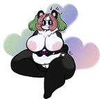  anthro areola belly big_areola big_belly big_breasts big_butt big_nipples blue_eyes breasts butt chest_tuft controller curvy_figure female game_controller gaming genitals giant_panda green_hair hair hi_res huge_breasts mammal multicolored_hair nipples nude pink_areola pink_hair pink_nipples playing_videogame pussy simple_background smile solo tehbuttercookie thick_thighs tuft ursid 