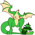  1:1 anthro big_breasts biped blush breasts butt crouching detachable detachable_head digital_media_(artwork) dragon embarrassed female feral genitals green_body green_hair green_scales hair headless hi_res korykobold long_ears long_hair long_tail looking_at_viewer membrane_(anatomy) membranous_wings modular multicolored_body navel neck_hole nipples no_shading non-mammal_breasts nude purple_eyes pussy reptile scales scalie simple_background smile solo spiked_tail spikes spikes_(anatomy) two_tone_body white_background wings wyvern xanphur 