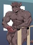  2020 abs anthro balls bedroom_eyes biceps big_muscles blush erection genitals hair hi_res humanoid_genitalia humanoid_penis looking_at_viewer male mammal masturbation muscular muscular_anthro muscular_male narrowed_eyes nipples nude pecs penile penile_masturbation penis penis_grab railing seductive smile solo suid suina sus_(pig) sxfpantera teeth thick_thighs tusks vein veiny_muscles wild_boar 
