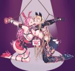  2girls ahegao anal animal_ears arms_behind_back bad_id bad_pixiv_id bdsm belt black_gloves black_legwear blonde_hair blue_eyes blush bondage bondage_outfit bound bound_together braid breast_grab breasts chain dress fake_animal_ears french_kiss gloves grabbing hairband high_heels highres jewelry kiss kneeling leg_belt looking_at_another multiple_girls necklace nipple_piercing nipple_tweak nipples one_eye_closed open_clothes open_mouth original piercing pig_ears pink_hair playboy_bunny rabbit_ears saliva sex_toy skirt tears thighhighs tongue tongue_out torn_clothes torn_legwear yepbee1 yuri 