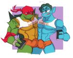  abs alien anthro biceps body_hair bulge bulge_frottage cartoon_network chest_hair clothed clothing duo hair hi_res himbo hooters hooters_uniform humanoid humanoid_pointy_ears male male/male mask muscular muscular_male nipples notebook ok_k.o.!_let&#039;s_be_heroes pec_frottage pecs radicles raphael_(tmnt) reptile rise_of_the_teenage_mutant_ninja_turtles scalie sharp_teeth shell shirt smile snapping_turtle spiked_shell spikes spikes_(anatomy) tank_top teenage_mutant_ninja_turtles teeth topwear traitmill turtle 