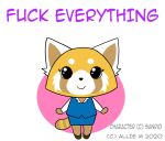  2020 aggressive_retsuko ailurid anthro clothed clothing english_text female fur looking_at_viewer mammal profanity red_panda retsuko sanrio simple_background smile solo text white_background zinacat 
