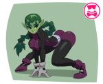  beast_boy big_breasts breasts clothed clothing crossgender dc_comics female green_body green_hair green_skin hair humanoid humanoid_pointy_ears mtf_crossgender not_furry schpicy solo teen_titans 