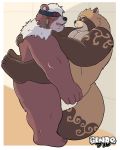  2020 anthro brown_body brown_fur canid canine duo eyes_closed fur gendomx gyobu hi_res kimun_kamui_(tas) male male/male mammal overweight overweight_male raccoon_dog scar sex tanuki tokyo_afterschool_summoners ursid video_games 