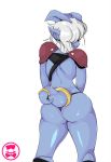  big_butt blizzard_entertainment blue_body butt clothing draenei female hair humanoid humanoid_pointy_ears not_furry rear_view schpicy simple_background solo thong underwear video_games warcraft white_background white_hair 