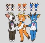  animal_crossing antelope anthro antlers bam_(animal_crossing) beau_(animal_crossing) blush bovid butt cervid clothed clothing crossdressing flaccid gazelle genitals group horn male male/male mammal menhou nintendo penis school_uniform uniform video_games zell_(animal_crossing) 