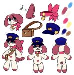  &lt;3 anthro bag canid canine canis clothing collar crowwne cute_expression domestic_dog hat headgear headwear hi_res mail male mammal model_sheet reference_image ribbons solo yuubi-kun 