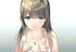  blue_eyes blush brown_hair gradient long_hair necklace xianguang 