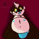  1:1 andromorph animate_inanimate anthro badger black_body black_fur blue_nipples bulge clothing daddy_chunky_cat fur intersex jack_(daddy_chunky_cat) living_plushie male mammal mustelid musteline nipples open_mouth plushie smeams solo stiches tan_body tan_fur underwear wide_eyed 