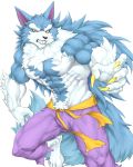  2020 4:5 abs anthro biceps black_nose blue_body canid canine canis capcom captainjohkid claws darkstalkers fur hair hi_res jon_talbain male mammal muscular muscular_anthro muscular_male pecs simple_background solo teeth video_games were werecanid werecanine werewolf white_body wolf 