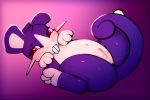  2020 3:2 3_toes anus blush bodily_fluids buckteeth female feral genital_fluids genitals hi_res looking_at_viewer lying mammal nintendo on_back paws pok&eacute;mon pok&eacute;mon_(species) purple_background pussy pussy_juice pussy_juice_string rattata rodent simple_background slit solo spread_legs spreading teeth toes video_games visionaryserpent 