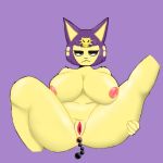  1:1 acidberb anal_toy animal_crossing ankha_(animal_crossing) anthro big_breasts bored breasts deity felid feline female low_res lube mammal nintendo solo thick_thighs video_games 