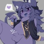  &lt;3 1:1 2020 anthro balls canid canine censored foreskin fur genitals hair kemono male mammal mofuaki navel open_mouth pawpads penis purple_body purple_eyes purple_fur solo tongue tongue_out uncut 