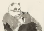  2020 ailurid anthro aotadobukitch belly biped blush duo eyes_closed giant_panda hug humanoid_hands mammal overweight red_panda simple_background ursid 