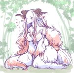  2020 anthro bovid breasts caprine female fur goat hair horn kemono mammal nude setouchi_kurage sitting solo white_body white_fur 