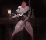  anthro anus blush butt cage_(artist) clothing female fur genitals hair hi_res laboratory lantern looking_at_viewer looking_back mammal mouse murid murine presenting presenting_hindquarters pussy rodent solo 