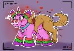  &lt;3 animate_inanimate canid canine canis cashier:3 collar domestic_dog duo equid equine female feral fur horn living_pi&ntilde;ata male mammal pi&ntilde;ata pink_body pink_fur scp-956 scp_foundation unicorn 