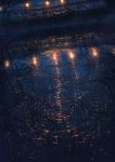  city_lights cityscape cloud cola_(gotouryouta) fence highres lantern night no_humans original outdoors rain reflection ripples scenery water 