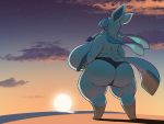  absurd_res anthro beach big_breasts big_butt blue_body breasts butt clothed clothing detailed_background digital_media_(artwork) digitigrade eeveelution eyelashes female food glaceon hi_res huge_breasts huge_butt hyper hyper_breasts looking_at_viewer mammal nintendo overweight overweight_anthro overweight_female pok&eacute;mon pok&eacute;mon_(species) popsicle seaside shard_(artist) short_stack solo sunset thick_thighs topless video_games 