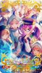  1girl 6+others androgynous baguette bangs black_headwear black_jacket blonde_hair blue_eyes blue_hair blush bread brown_hair captain_nemo_(fate/grand_order) closed_eyes closed_mouth cup fate/grand_order fate_(series) food glasses gradient_hair grey_eyes hair_between_eyes head_rest jacket long_hair long_sleeves map mebaru mole mole_under_mouth multicolored_hair multiple_others official_art open_mouth purple_eyes purple_hair sion_eltnam_sokaris sleeves_past_fingers sleeves_past_wrists smile table teacup teapot turban twintails upper_body white_headwear white_jacket 