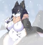  anthro breasts female hair hi_res homemosaco mountain snow solo 