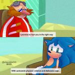  1:1 2020 anthro blue_body blue_fur bodily_fluids chair chinchilla010 crying dialogue disney dr._eggman duo english_text eulipotyphlan facial_hair frown fur furniture green_eyes hedgehog hi_res human male mammal mustache parody phineas_and_ferb sad sitting sonic_the_hedgehog sonic_the_hedgehog_(series) tears text 