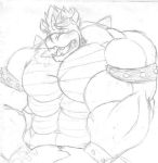  anthro blush blush_lines bowser bracelet breath bulge bulge_fondling bulge_grab horn jewelry koopa male mario_bros monochrome muscular muscular_anthro muscular_male nintendo paintedpaper panting scalie shell sketch solo spiked_bracelet spiked_shell spikes spikes_(anatomy) traditional_drawing_(artwork) traditional_media_(artwork) video_games 
