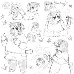 2025 alternative_fashion anthro antlers baseball_cap belt black_and_white black_hair black_mascara bottomwear bracelet cat_mom_(deltarune) catti_(deltarune) catty_(undertale) cellphone cheering clothing colored_nails deltarune digital_drawing_(artwork) digital_media_(artwork) dress ear_piercing ear_ring electronics english_text eyes_closed eyewear female female_anthro feral fishnet_clothing fishnet_legwear foam_finger fur gesture goth grin group hair half-closed_eyes hand_gesture hat headgear headwear heart_symbol hi_res holding_cellphone holding_object holding_phone horn hunny-waffles jealous jewelry jockington_(deltarune) leaning_on_hand leggings legwear looking_at_another lute makeup male male_feral mascara middle_finger monochrome multiple_scenes musical_instrument nails narrowed_eyes necklace noelle_holiday notebook occult_symbol open_mouth open_smile overweight overweight_anthro overweight_female pencil pentagram phone piercing plucked_string_instrument ring_piercing scales shirt shorts sitting skull_symbol smile smiling_at_another standing string_instrument sunglasses susie_(deltarune) symbol t-shirt tail text thinking_about_another topwear ukulele undertale_(series) waitress_uniform