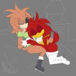 absurd_res anthro avian bed bird cuddling duo echidna fan_character furniture hand_holding hi_res hotshot_the_eagle mammal monotreme nailstrabbit sega sleeping sleeping_on_another sonic_the_hedgehog_(series)