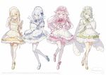 4girls :3 :o adjusting_eyewear ahoge animal_ears apron bag blonde_hair blue_apron blue_bow blue_dress blue_eyes blue_hair blue_ribbon blue_shoes blue_trim blunt_bangs bob_cut bow bow_hairband bowtie braid brooch cape cat_ears choppy_bangs closed_mouth cloud cloud_hair_ornament collar collared_dress cross-laced_apron crossed_bangs crystal detached_sleeves double-parted_bangs dress droopy_ears egg_hair_ornament elbow_gloves flower food-themed_eyewear food-themed_hair_ornament fried_egg frilled_apron frilled_collar frilled_dress frilled_hairband frilled_headwear frilled_sleeves frilled_straps frilled_wristband frills gingham_dress glasses gloves green_apron green_dress green_hair green_ribbon green_trim group_picture hair_between_eyes hair_bow hair_flower hair_intakes hair_ornament hair_ribbon hairband hairclip hand_on_eyewear hand_on_own_cheek hand_on_own_face hand_up heart heart-shaped_pupils heart_hair_ornament high_heels jewelry kumorimuu layered_dress leaf_hair_ornament long_hair long_sidelocks looking_at_viewer maid maid_apron maid_headdress multiple_girls neck_ribbon open_mouth original parted_lips pink_bow pink_bowtie pink_dress pink_eyes pink_hair pink_hairband pink_ribbon pink_shoes polka_dot puffy_short_sleeves puffy_sleeves ribbon ribbon_braid see-through_frills shoes short_hair short_sleeves shoulder_bag sidelocks simple_background sleeveless sleeveless_dress smile symbol-shaped_pupils teardrop-framed_glasses thighhighs twitter_username two-tone_apron two-tone_dress upper_body very_long_hair white_apron white_background white_bag white_cape white_dress white_flower white_gloves white_headdress white_thighhighs white_wrist_cuffs wing_collar wrist_cuffs wrist_ribbon yellow_apron yellow_dress yellow_eyes yellow_ribbon yellow_shoes yellow_trim 