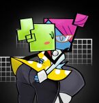 abstract_background big_butt black_arms blue_body blue_skin blush blush_stickers bottomwear butt clothed clothed_female clothed_humanoid clothing desertmusic dress duo eyelashes eyes_closed eyeshadow eyewear female female/female fully_clothed fully_clothed_female fully_clothed_humanoid glasses green_eyeshadow green_hair grey_bottomwear grey_clothing grey_pants hair hand_on_another&#039;s_butt hand_on_another&#039;s_cheek hand_on_butt hand_on_cheek hi_res huge_butt huge_thighs humanoid humanoid_on_humanoid kiss_on_lips makeup mario_bros mimi_(paper_mario) nastasia nintendo not_furry panties pants paper_mario pattern_bottomwear pattern_clothing pattern_dress pattern_panties pattern_underwear pigtails pink_blush purple_hair red_eyewear red_glasses spots spotted_clothing spotted_dress standing striped_bottomwear striped_clothing striped_panties striped_underwear stripes thick_thighs topwear underwear white_clothing white_topwear yellow_clothing yellow_dress