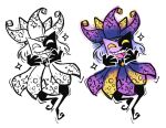 2023 4_fingers altermentality bent_legs clothing colored digital_drawing_(artwork) digital_media_(artwork) dimentio english_description featureless_feet feet fingers floating_hands fool&#039;s_hat hair happy hat headgear headwear humanoid jester male male_humanoid mario_bros medium_hair nintendo open_mouth open_smile paper_mario pink_tongue purple_clothing purple_hair purple_hat purple_headwear purple_topwear shaded simple_background smile solo sparkles teeth tongue topwear white_background yellow_eyes