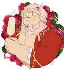 absurd_res alcohol anthro beverage blush champagne champagne_glass container cup drinking_glass felid fur gbcsi88 glass glass_container glass_cup hi_res leo_von_narcis lion male mammal overweight pantherine pecs rose_(disambiguation) smile solo white_body white_fur xxl_woofia